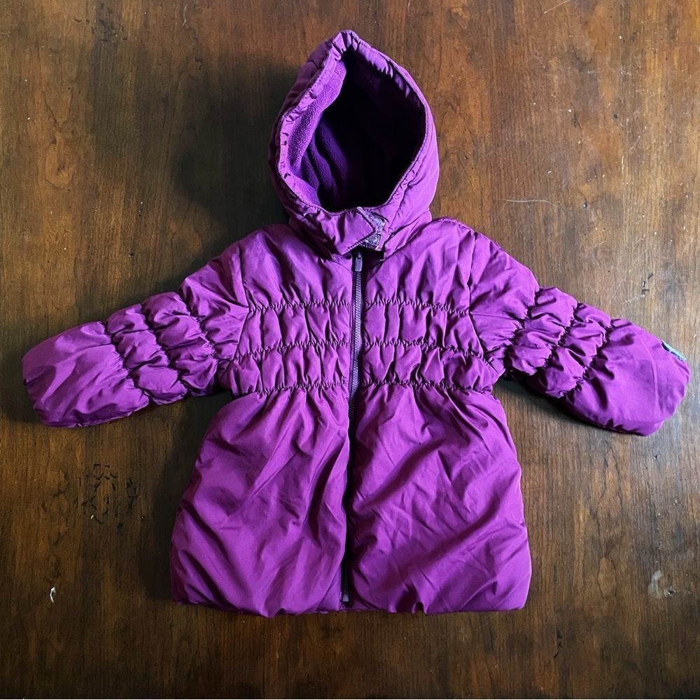 Esprit Purple Hooded Baby Girl Winter Coat Pockets Size 12 Months